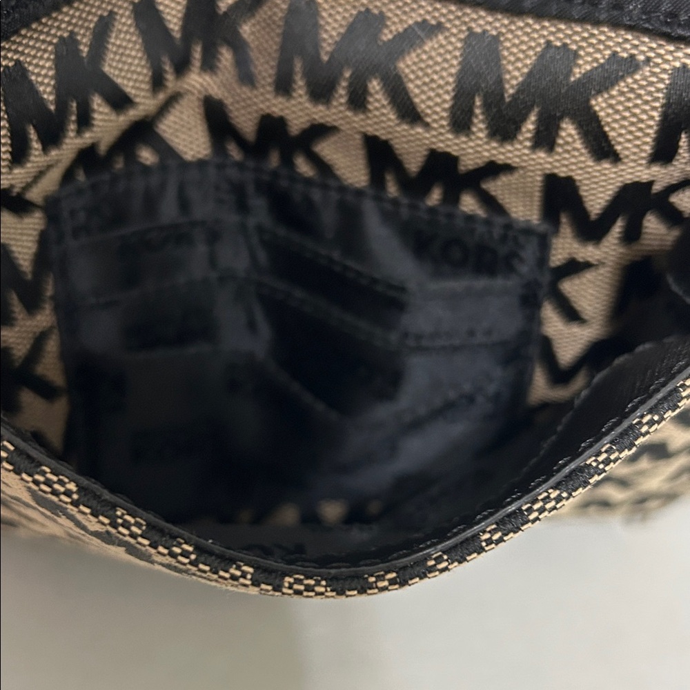 Michael Kors Black and Brown MK Logo Tote with Front Pocket - Picture 8 of 12